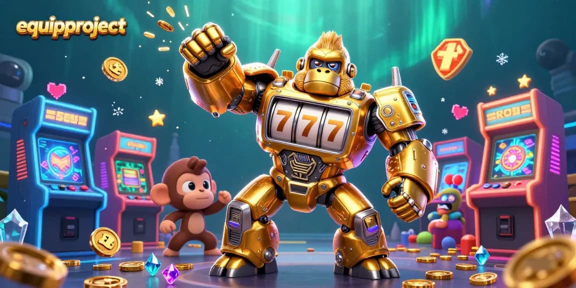 Experience the thrill of equipproject in a vivid 3D casino scene with vibrant characters and gaming elements.
