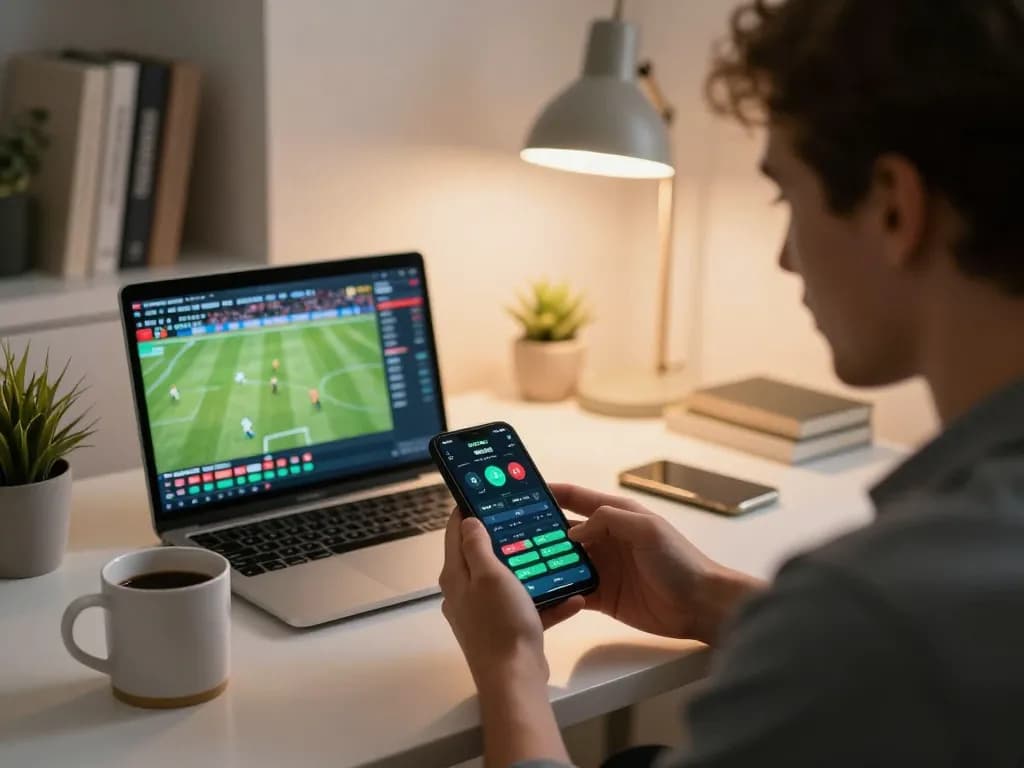 C168 user engaging in live sports betting through a mobile app, showcasing dynamic gambling experience