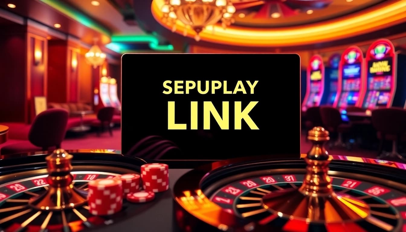 Play and win with SEPUPLAY LINK at a luxurious casino featuring roulette and poker chips.