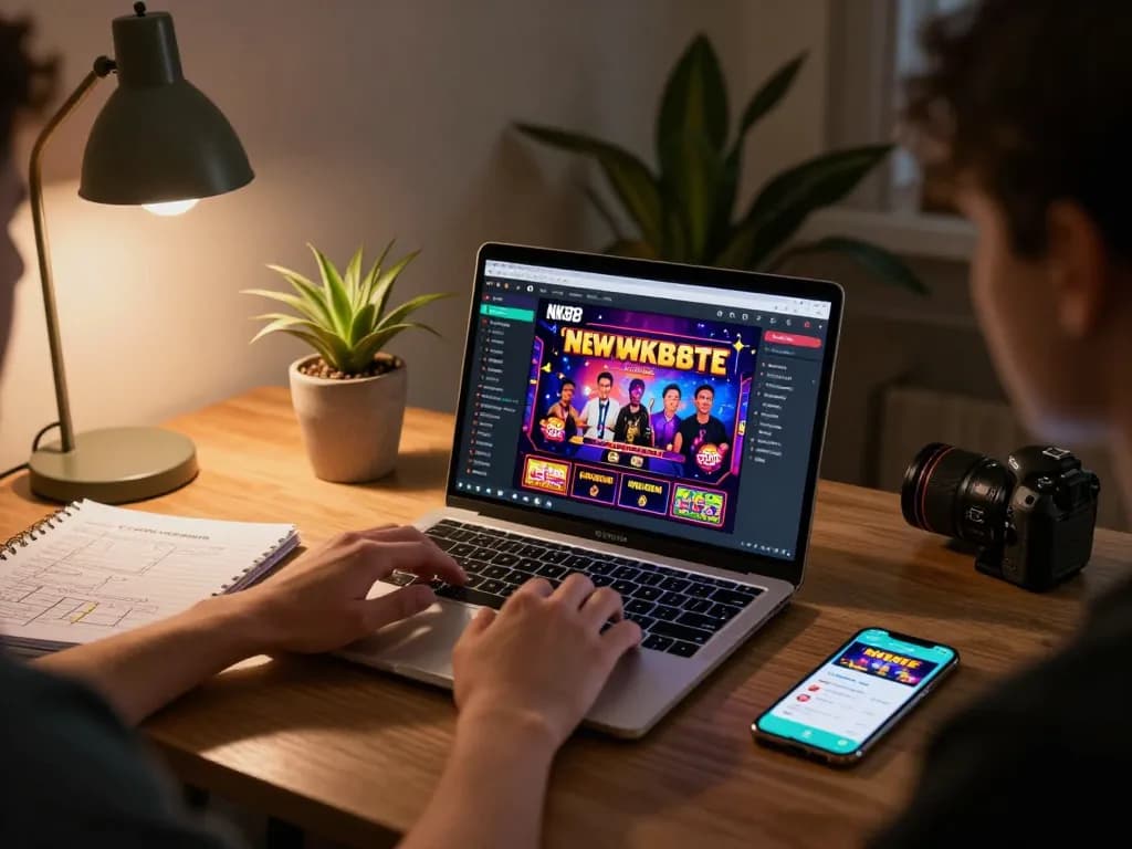 Engaging online casino experience with NK88 on laptop, showcasing strategic gameplay.