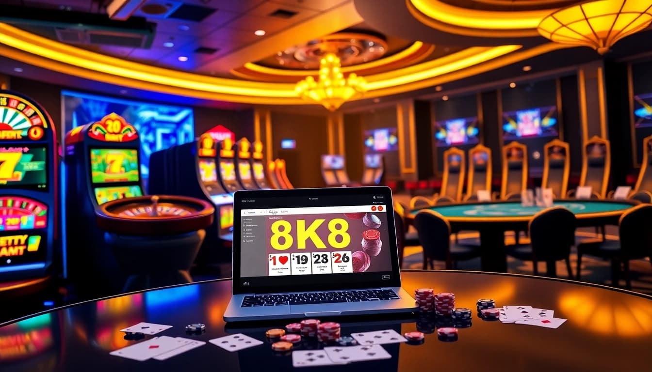 Engaging online casino gaming interface on 8K8 PH, featuring roulette, slots, and poker excitement.