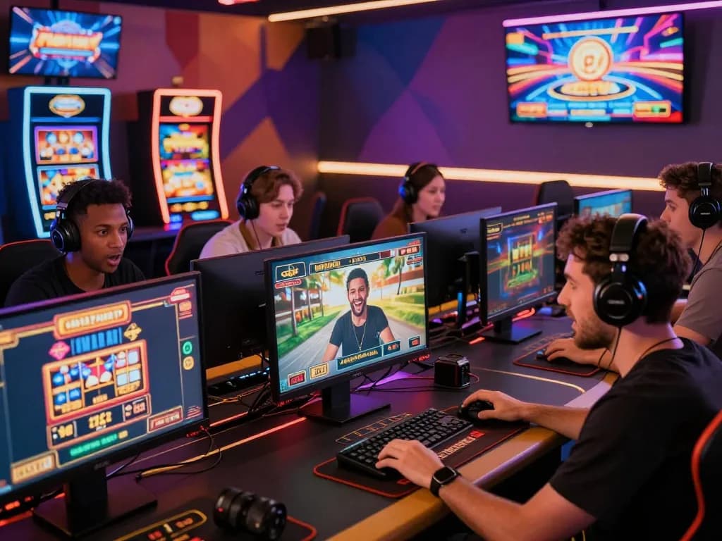 Players engaged in thrilling games at Onbet88, showcasing a vibrant online casino experience with modern technology.