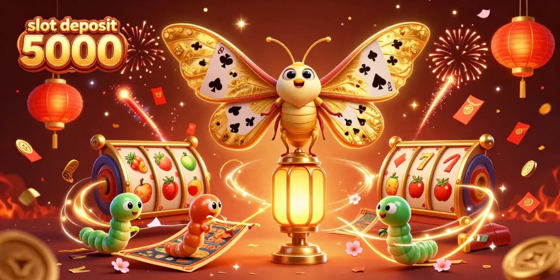 Engage in slot deposit 5000 action with vibrant 3D illustration showcasing casino elements.