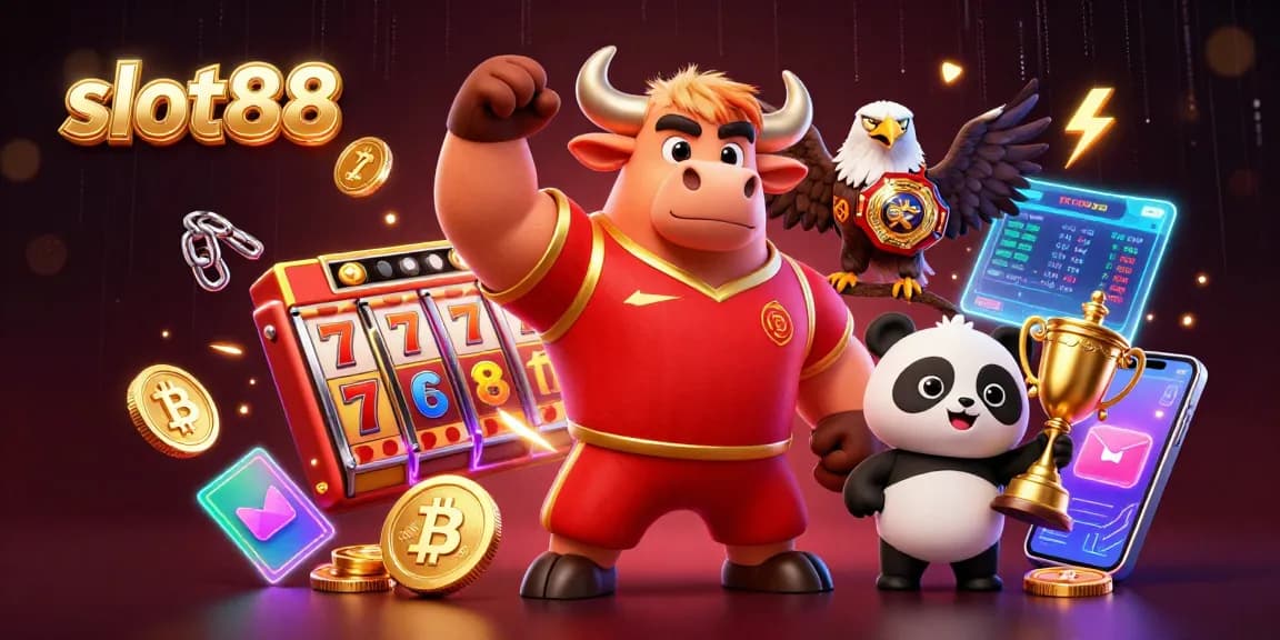 Spin the reels with slot88 and win big in this vibrant casino-inspired scene.