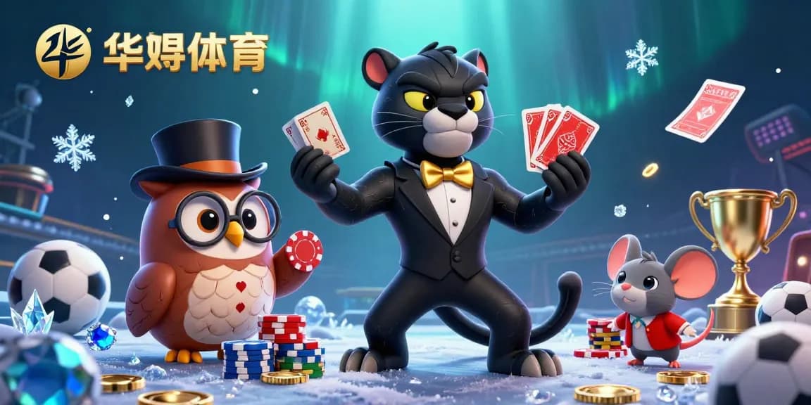 华体会体育的精彩时刻:黑豹优雅地发牌,配以可爱的猫头鹰与幸运小鼠,共享体育下注乐趣