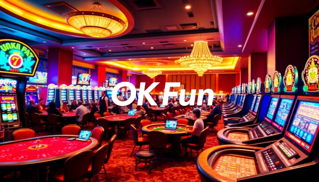 Engage in thrilling games at OK Fun casino with vibrant tables and exciting slot machines.