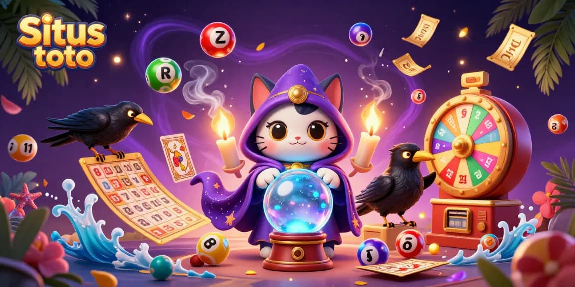 Experience exciting games at Situs toto with vibrant lottery elements and mystical characters.