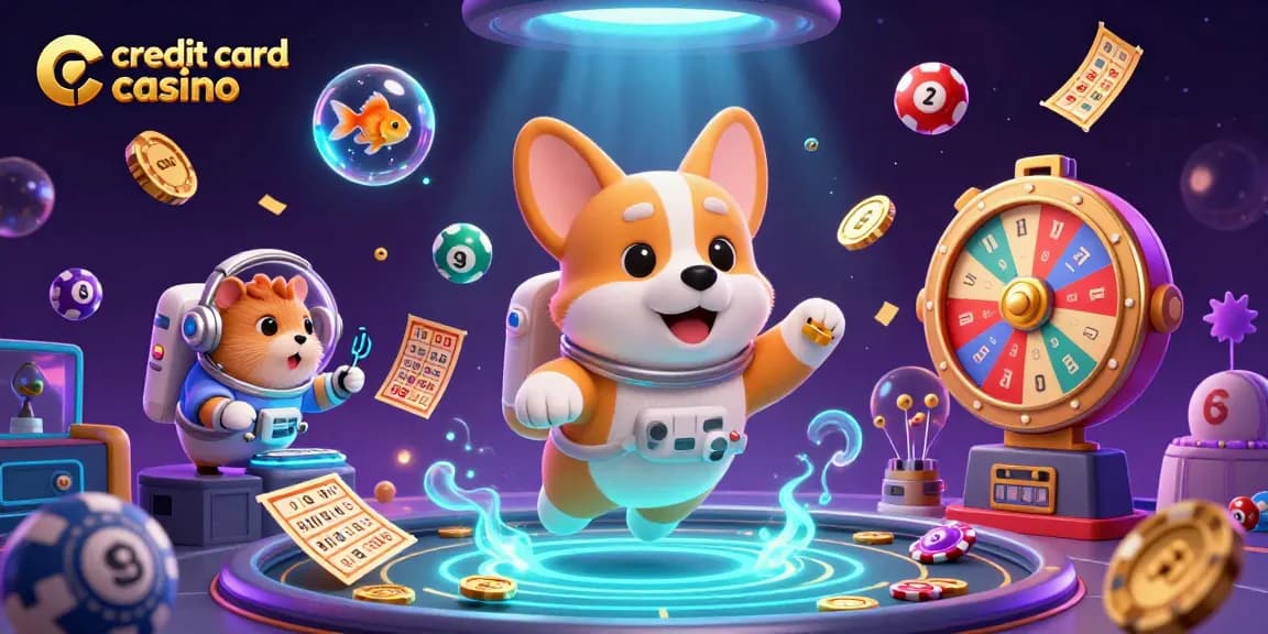 Experience the thrill of a credit card casino with fun, colorful characters in a dynamic gaming scene.