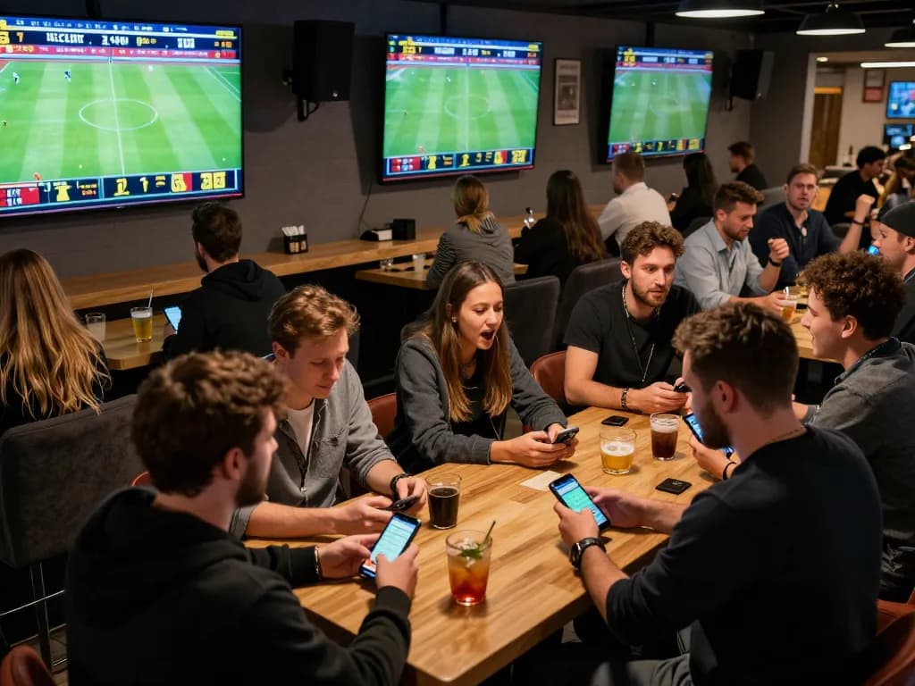 Experience the excitement of VIC88 đổi thưởng while placing bets in a lively sports lounge during a live match.