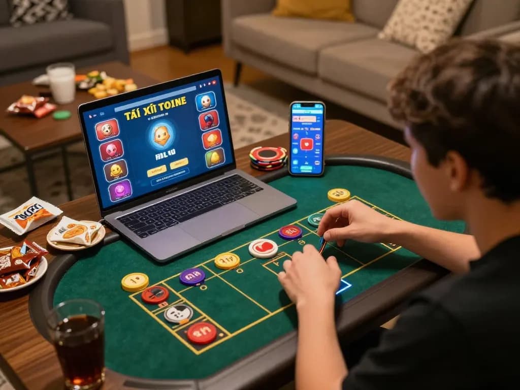 Engage in tài xỉu online gameplay with vibrant options, joyful reactions, and cozy atmosphere