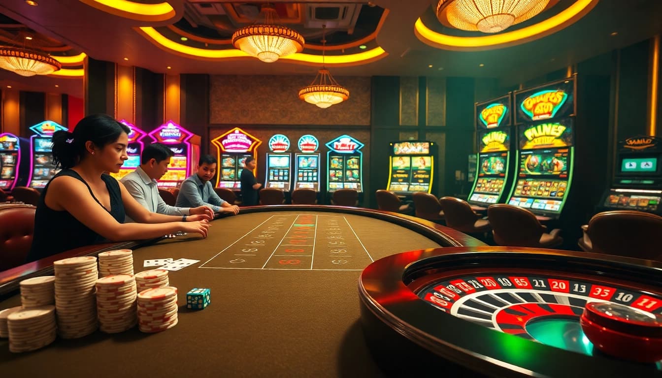 RR88 table games creating excitement with players at a lively casino scene.