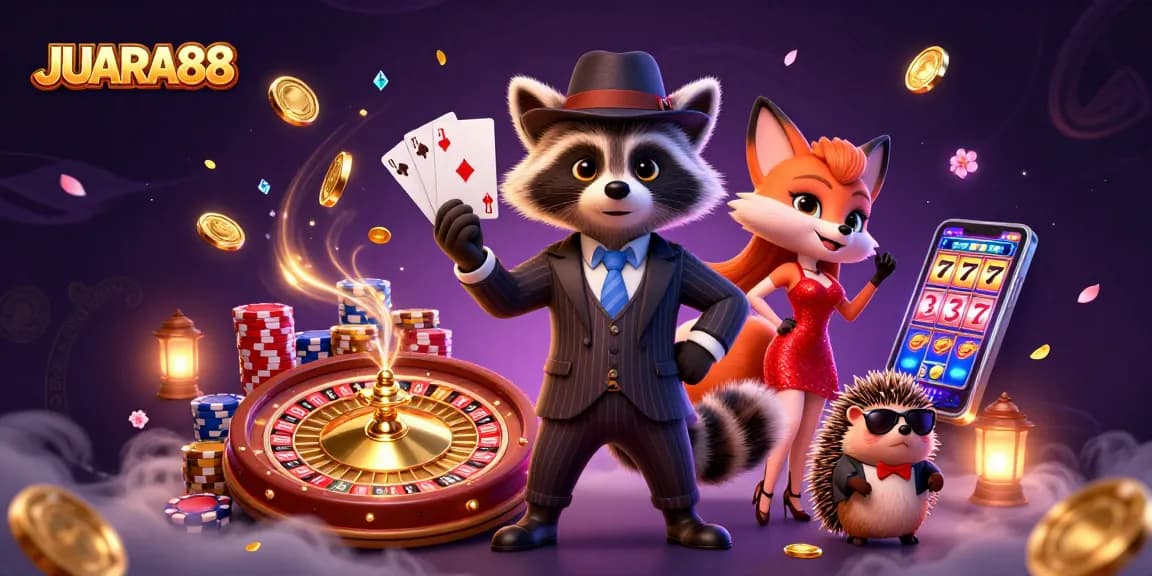 Experience thrilling wins at JUARA88 with charming characters in a vibrant casino atmosphere!