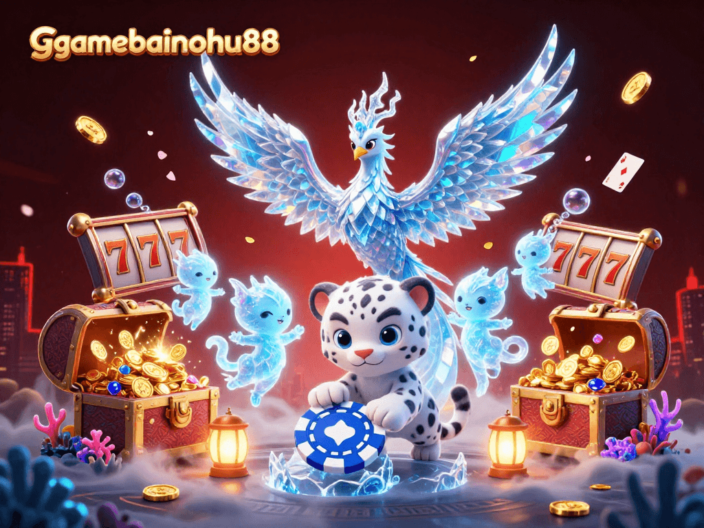 Engage with gamebainohu88's vibrant world featuring an ice phoenix, poker chip, and dancing sprites.