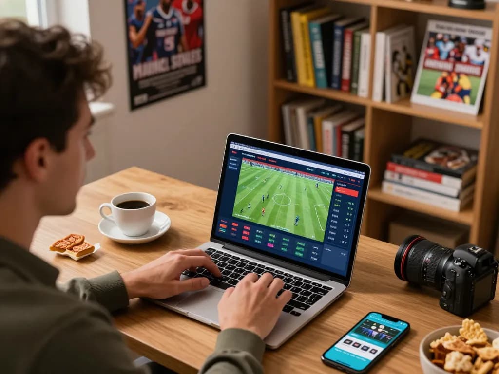 Person engaging in strategic sports betting on uk88 platform with live odds visible on laptop
