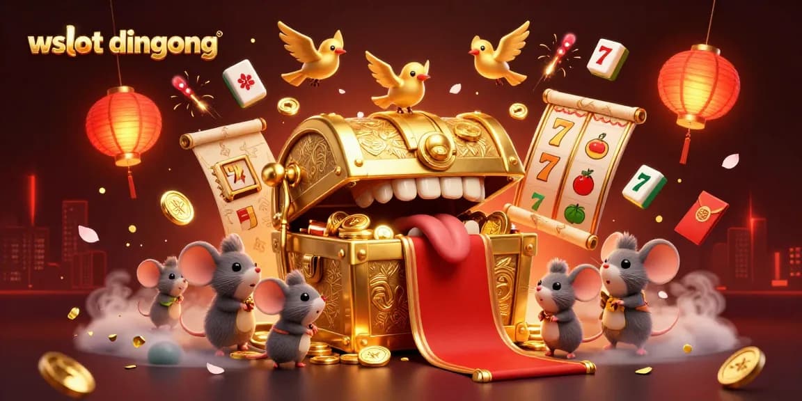 Menangkan besar saat bermain wslotdingdong dengan mesin slot berwarna emas dalam suasana yang penuh warna dan keberuntungan.
