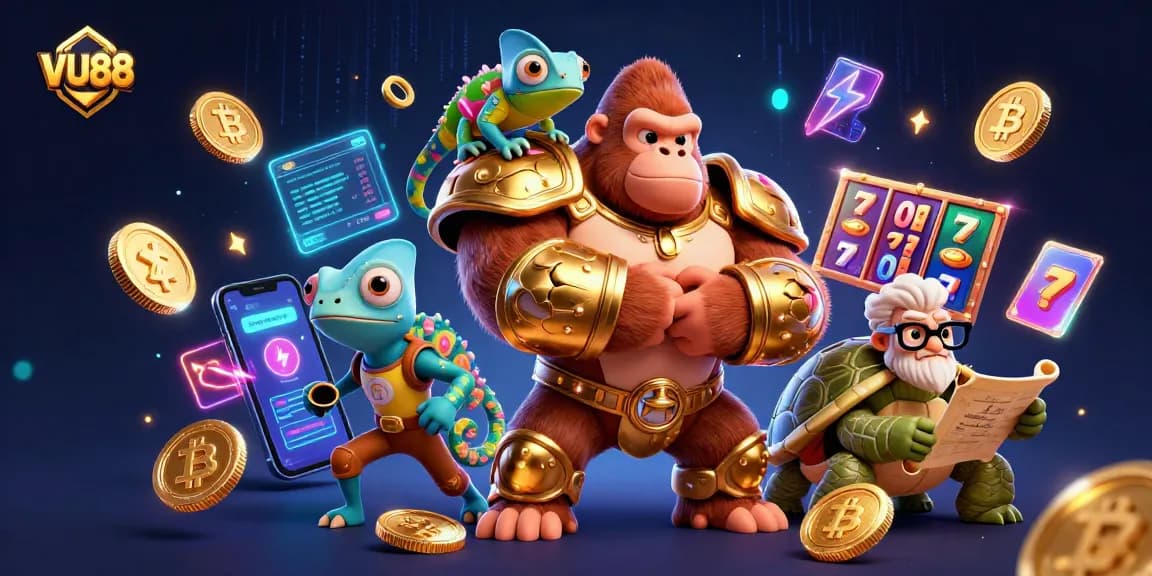 Engage with VU88's dynamic casino world featuring slots and crypto elements.