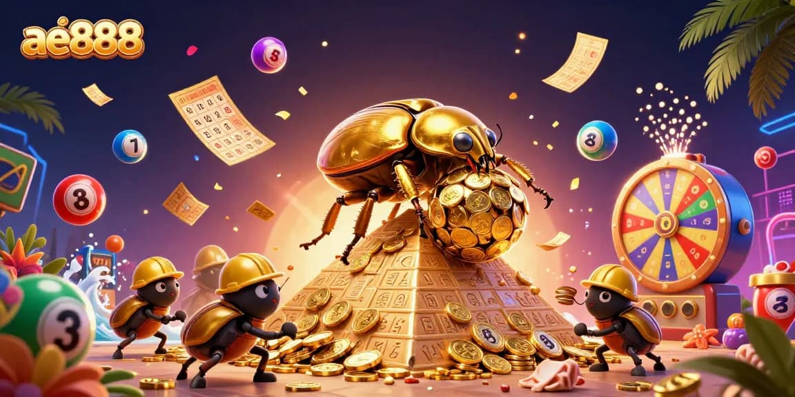 Experience exhilarating gaming with ae888's golden beetles and vibrant lottery elements.