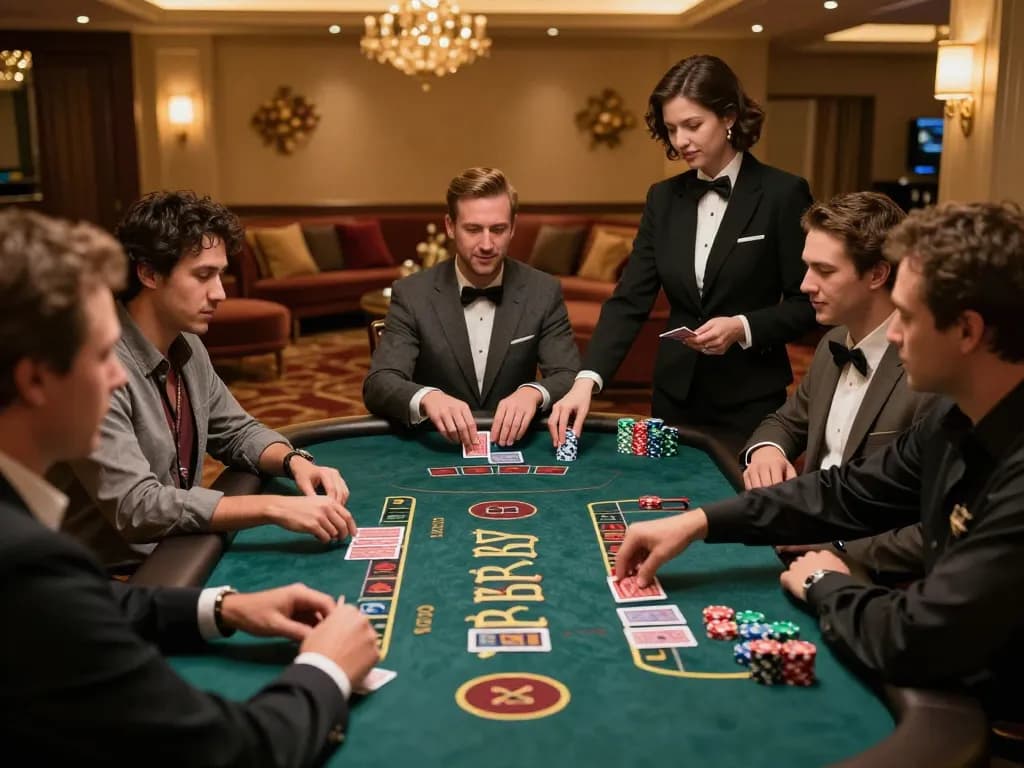 Experience excitement at the TX88 blackjack table with players strategizing their wins.