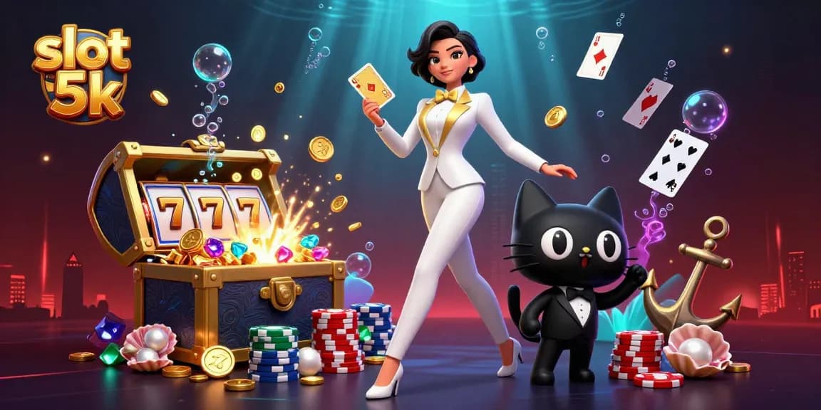 Engage in the excitement of slot 5k with glamorous characters and captivating elements in this vibrant scene.