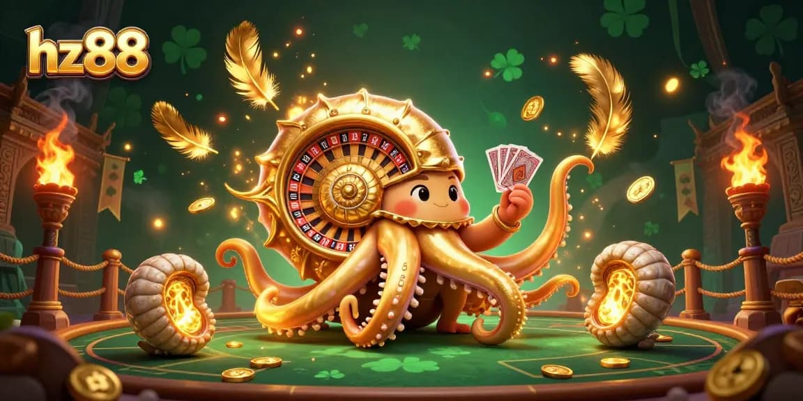 Engage in gameplay at hz88 with a giant nautilus roulette wheel and glowing companions amidst explosive casino elements.