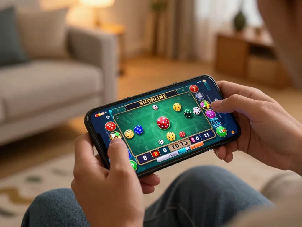Sicbo Online game interface displayed on a smartphone, showcasing vibrant action and engaging gameplay.
