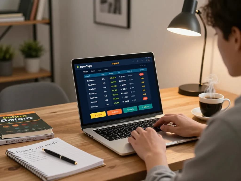 Dewatogel Link Alternatif Login Terbaru used for online betting in a cozy home office setting