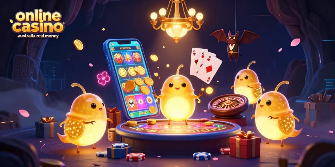 Engage with the online casino Australia real money scene featuring vibrant glowworms and an interactive gaming atmosphere.