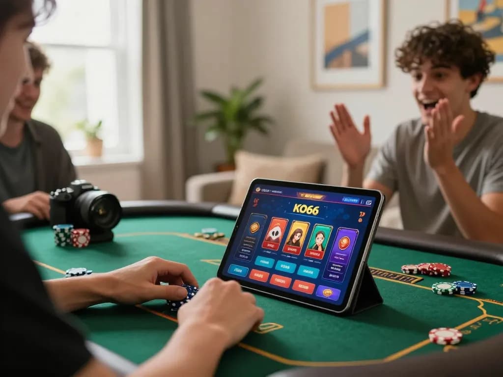 Trải nghiệm chơi game hấp dẫn trên ứng dụng KO66 với một người đang lập chiến lược tại nhà.