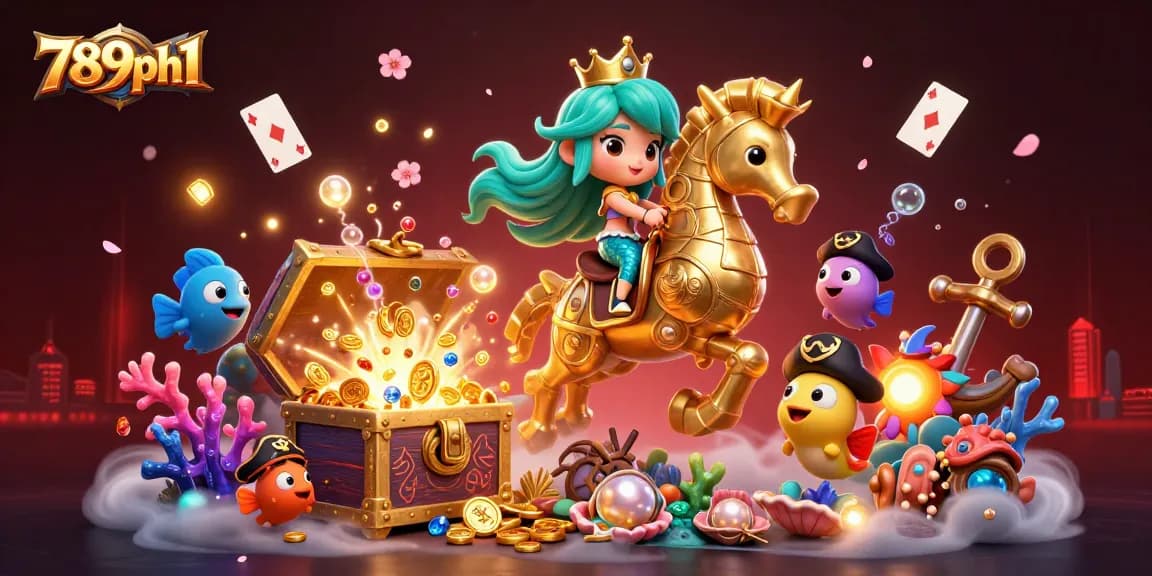 Engage with 789ph1's vibrant 3D mermaid-themed casino adventure featuring treasure chests and lively characters.