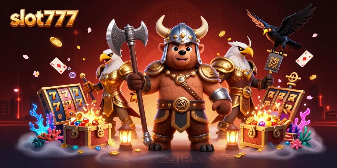 Experience exciting jackpots in slot777 with heroic characters amid a vibrant casino scene.