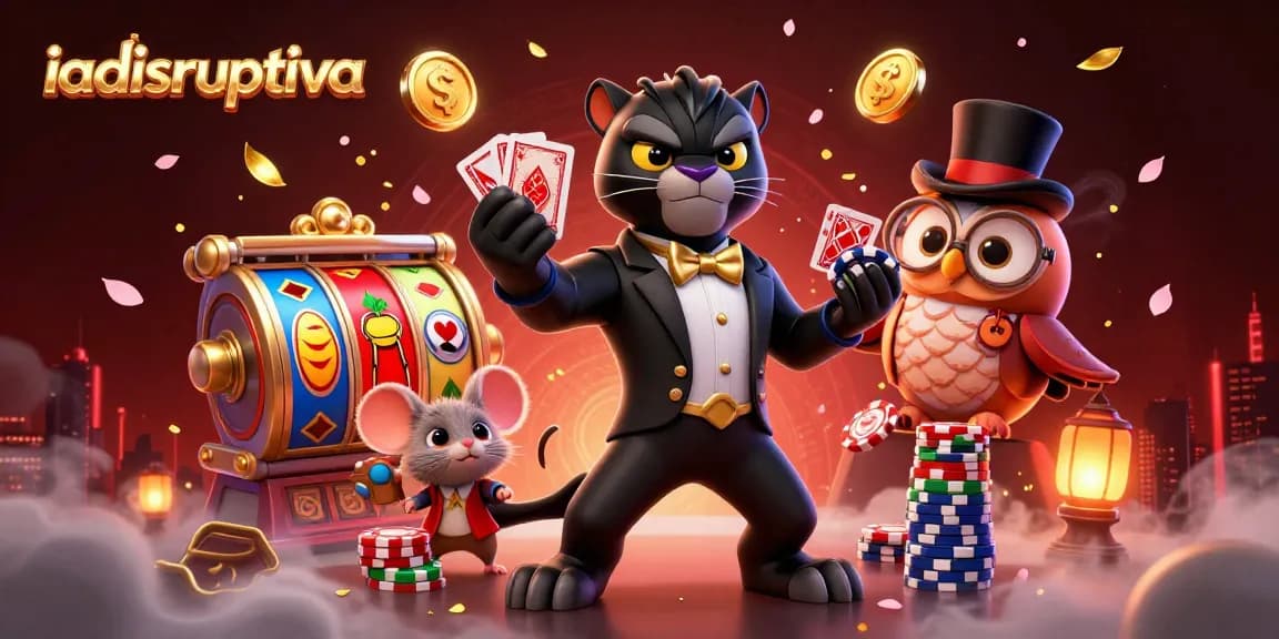 Gambar slot gacor malam ini di iadisruptiva dengan panther dan karakter lain menangani kartu.