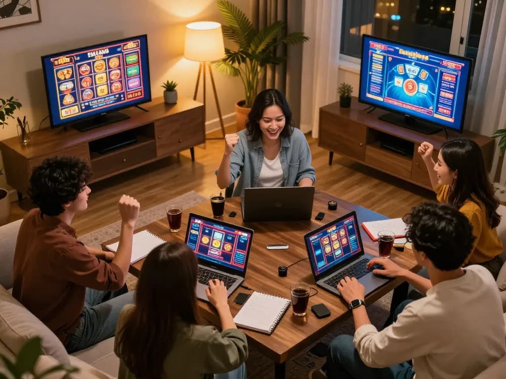 Các người chơi tham gia chơi game trực tuyến tại nhà với 789club trên máy tính bảng và laptop