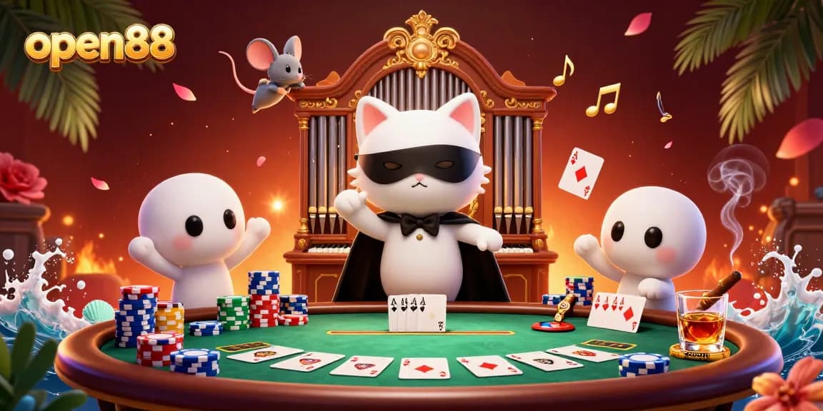 Engage in thrilling gameplay at open88 with stunning visuals, aces, and vibrant casino elements.