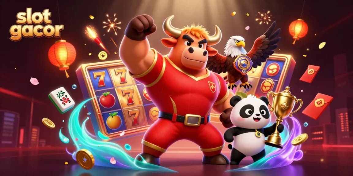 Win big with slot gacor in this vibrant 3D casino illustration displaying exciting characters and symbols.