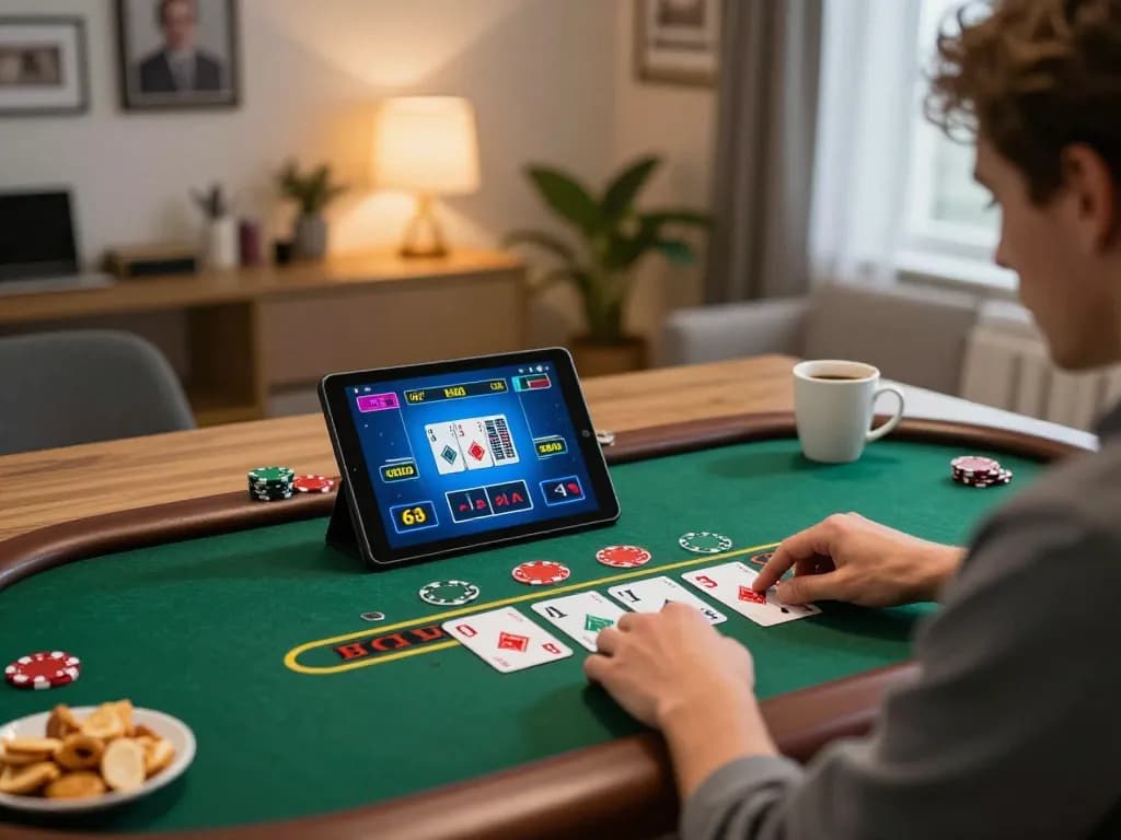 hi88 đăng nhập on a tablet with player engaged in live dealer game at home