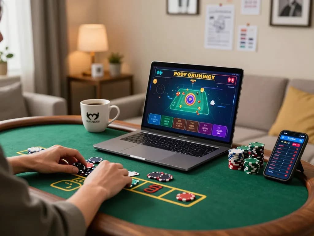 Pemain terlibat dalam permainan blackjack dealer langsung sambil memanfaatkan uxplora untuk wawasan perjudian strategis