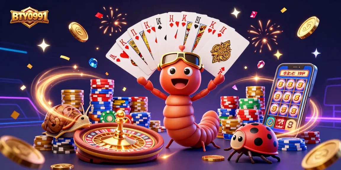 Experience BTY0991's vibrant casino scene with a millipede dealer and animated chips!