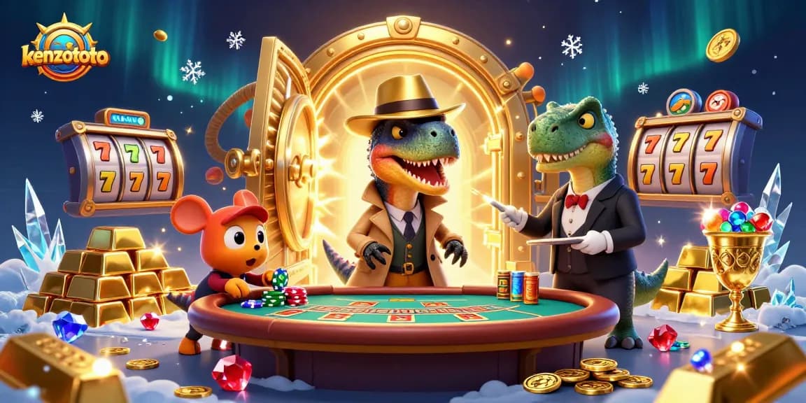 Kenzototo velociraptor card counter blends into a blackjack table scene filled with dynamic gambling elements.
