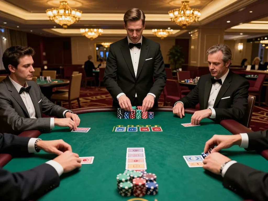 Five88 com players strategizing in a luxury blackjack game at an upscale casino venue.