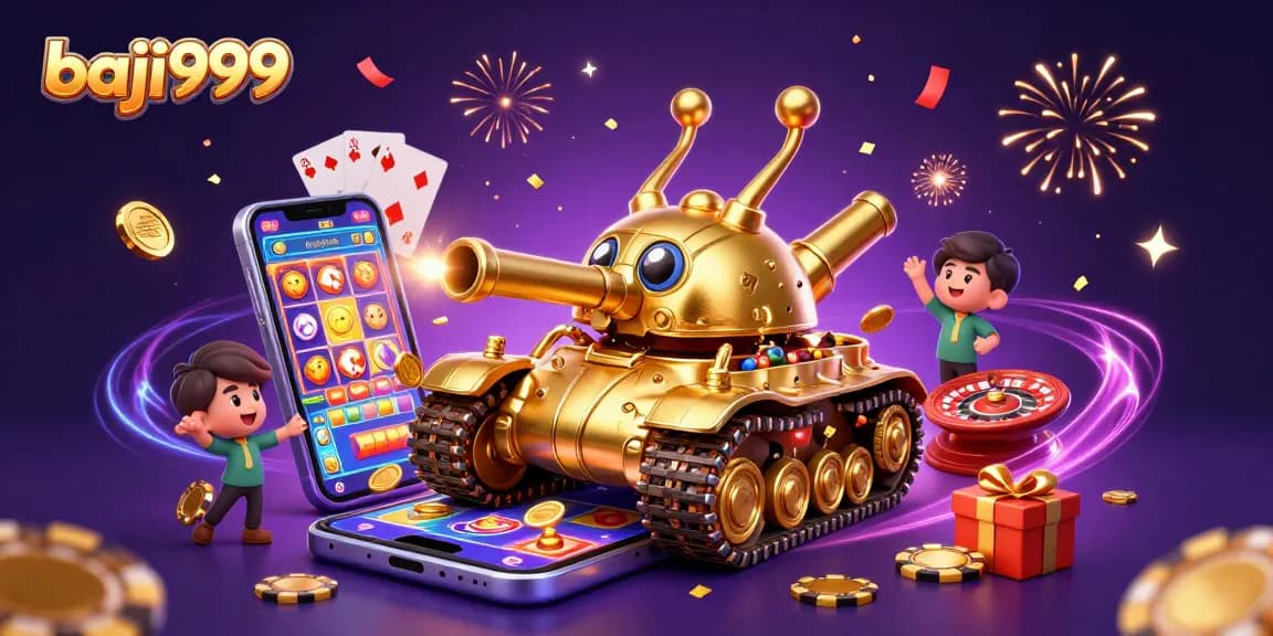 Experience the excitement of baji999 with a golden beetle tank casino illustration, bursting with games!