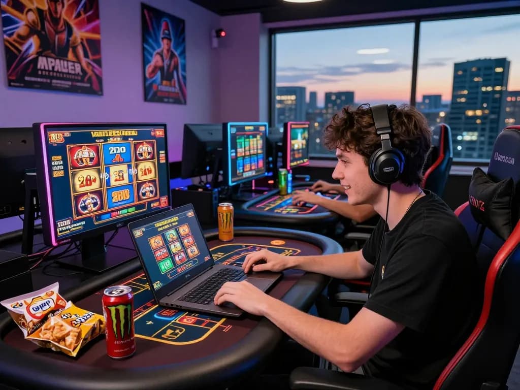 Player engaged in XX88 online gaming experience with vibrant visuals and modern setup