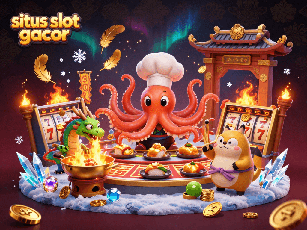 Simplifying your luck at situs slot gacor with a vibrant 3D casino illustration showcasing fortune and excitement.
