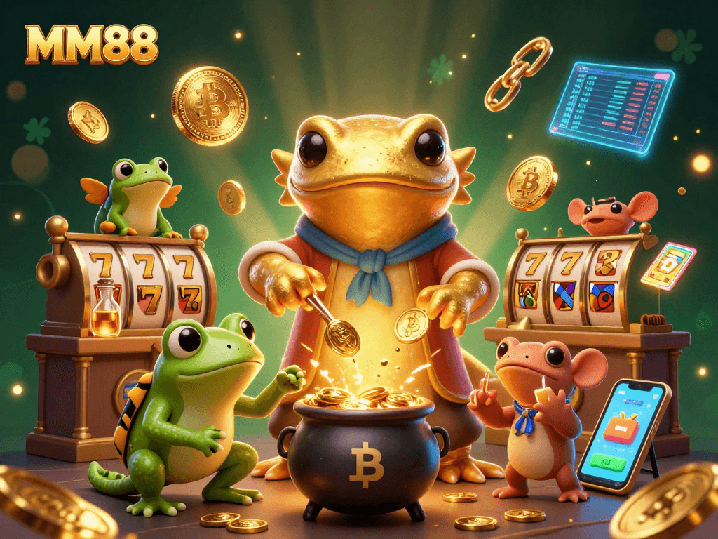 Experience thrilling gameplay at MM88 with golden alchemists and animated gaming elements.