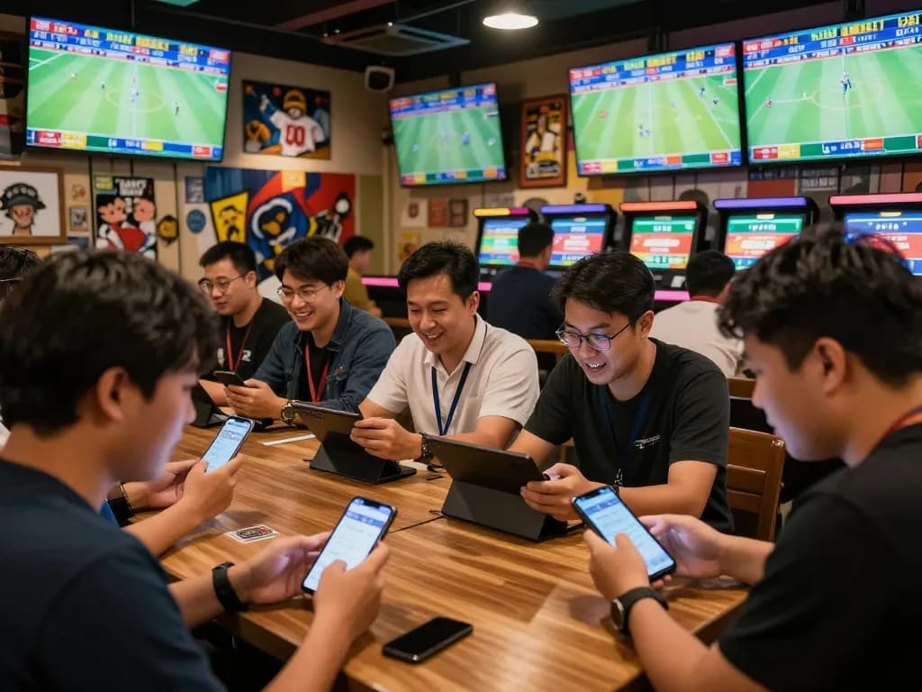 Fans actively placing bets on keo truc tuyen during a live sports betting event, showcasing high energy and excitement