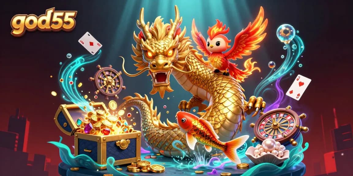 Experience the excitement at god55 casino with our dazzling 3D illustration featuring fantasy elements.