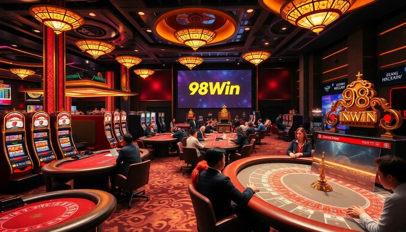 Experience the excitement of 98Win with vibrant casino action and luxurious gaming tables.