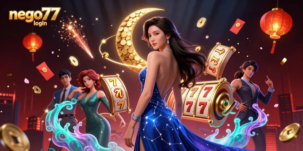 Engage in seamless gaming with NEGO77 login, featuring a vibrant scene of luck and fortune.