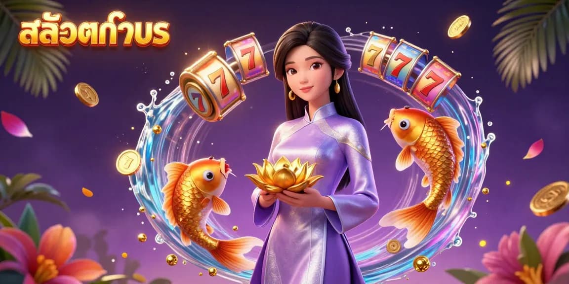 Experience the excitement of สล็อตทดลอง with vibrant slot reels and engaging gameplay in an immersive 3D scene.