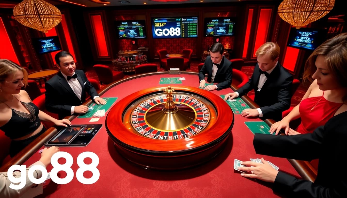 Exciting casino experience capturing go88's thrilling roulette gameplay and professional ambiance.