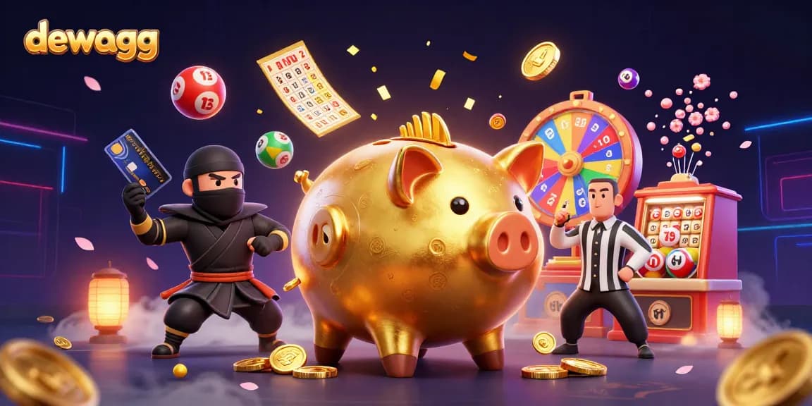 Experience the thrill of dewagg with vibrant lottery elements and dynamic gaming characters.